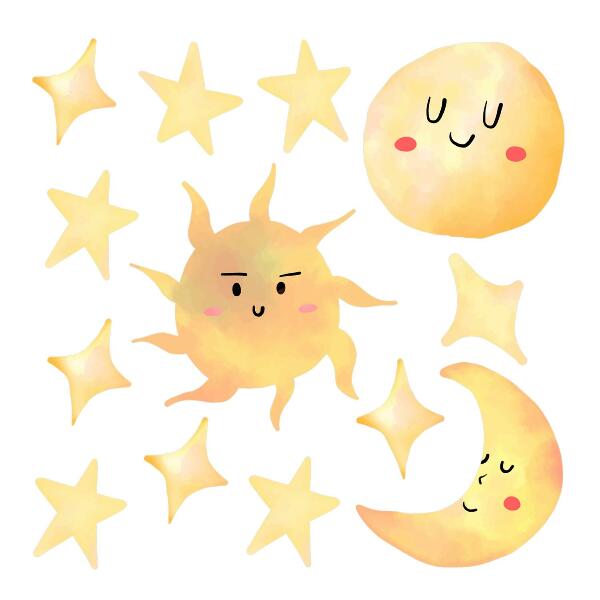 Autocollant mural 100x149 Ciel aquarelle avec étoiles et pastels