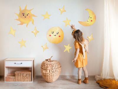 Autocollant mural 100x149 Ciel aquarelle avec étoiles et pastels