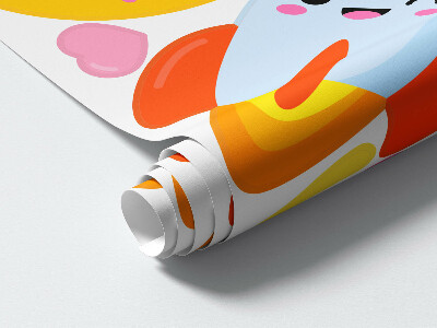 Autocollant mural 100x168 Thème spatial arc-en-ciel avec fusée et planètes