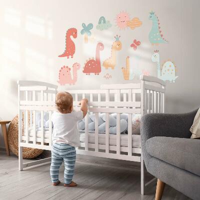 Autocollant mural 100x153 Monde pastel des dinosaures dans un style bohème