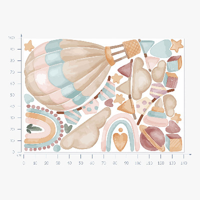 Autocollant mural 100x141 Motifs pastel aquarelle bohème