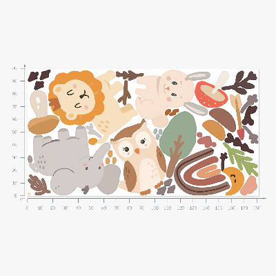 Autocollant mural 100x182 Un charmant motif animalier bohème