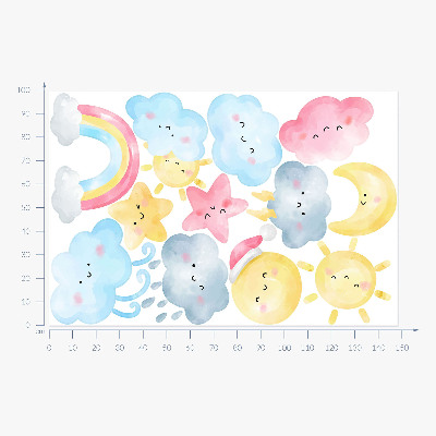 Autocollant mural 100x148 Motifs de ciel pastel nature dans un style aquarelle