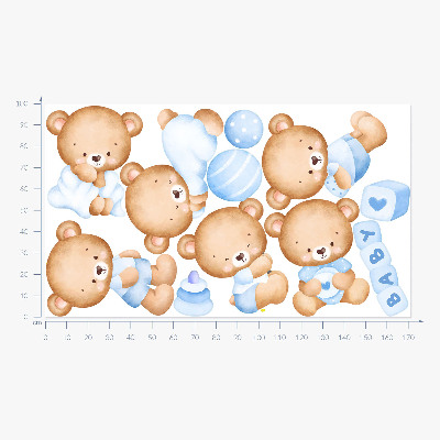 Autocollant mural 100x172 Ours en peluche pastel en version aquarelle