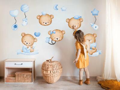 Autocollant mural 100x139 Ours en peluche à l'aquarelle pastel dans un style charmant