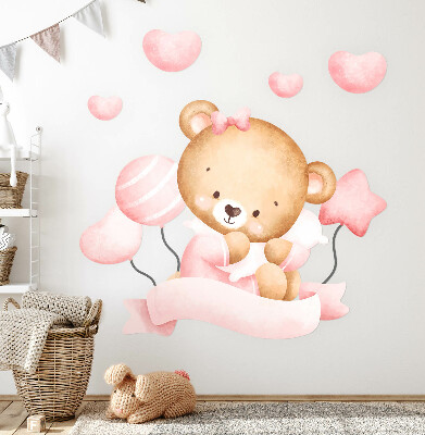 Autocollant mural 100x149 Un adorable ours en peluche dans un style aquarelle délicat