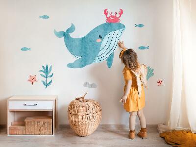 Autocollant mural 100x121 Un pays sous-marin de créatures aquarelles