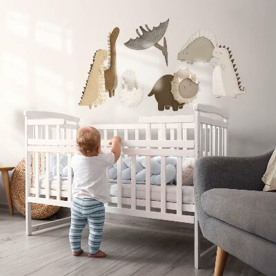 Autocollant mural 100x152 Dinosaures bohèmes pastel mignons