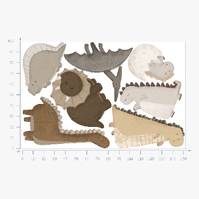 Autocollant mural 100x152 Dinosaures bohèmes pastel mignons