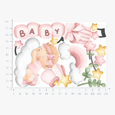 Autocollant mural 100x142 Décorations aquarelles pastel pour une petite princesse