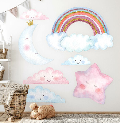 Autocollant mural 100x137 Ciel magique pastel dans un style aquarelle