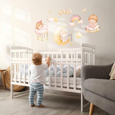 Autocollant mural 100x133 De doux bébés dans les nuages