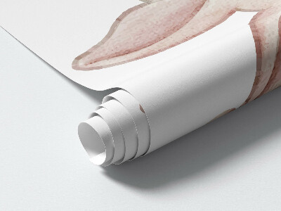 Autocollant mural 100x86 Lapin sur les nuages et aquarelles pastel