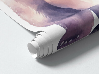 Autocollant mural 100x178 Animaux mignons sous le ciel nocturne dans un style aquarelle