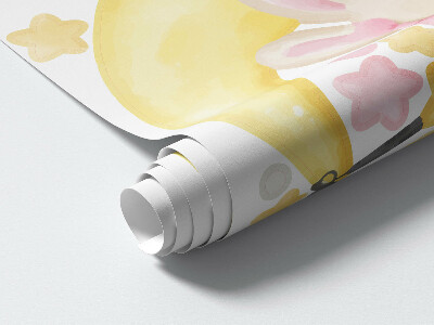 Autocollant mural 100x147 Lapins dans le ciel nocturne, aquarelle pastel