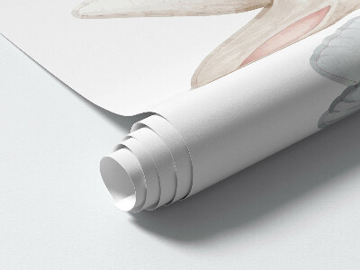 Autocollant mural 100x126 Lapins ballons style bohème pastel