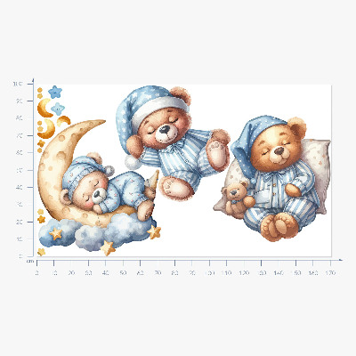 Autocollant mural 100x172 Ours en peluche dans l'espace aquarelle ciel pastel