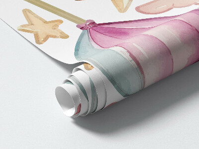 Autocollant mural 100x137 Château de licorne dans un style aquarelle pastel