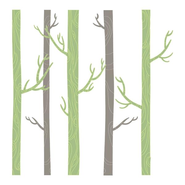 Autocollant mural 100x145 Forêt pastel avec arbres décoratifs
