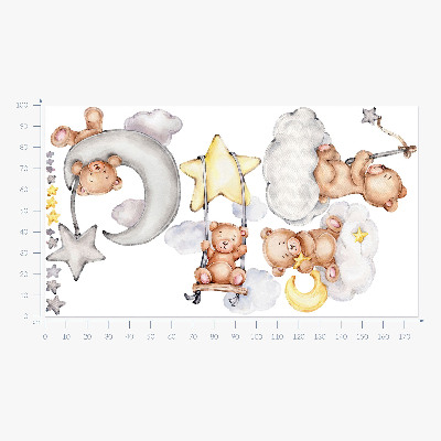 Autocollant mural 100x177 Ours en peluche dans un ciel pastel aquarelle