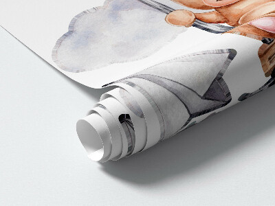 Autocollant mural 100x142 Aquarelles d'animaux mignons aux pastels