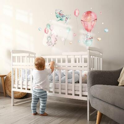 Autocollant mural 100x118 Des lapins dans un paradis bohème pastel