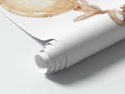 Autocollant mural 100x146 Ours en peluche et ballons pastel dans un style aquarelle