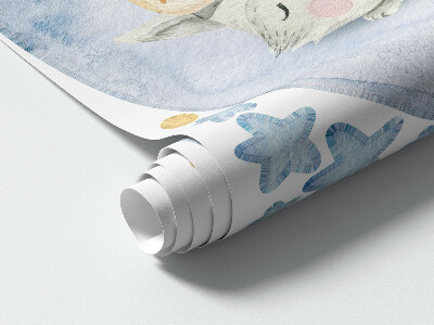 Autocollant mural 100x144 Aquarelles pastel représentant des animaux de la forêt dans l'espace