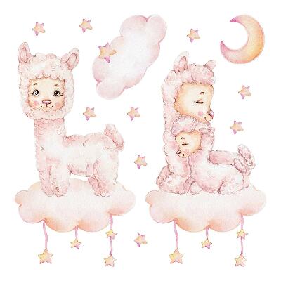 Autocollant mural 100x180 Moutons pastel sur nuages et étoiles