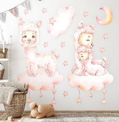 Autocollant mural 100x180 Moutons pastel sur nuages et étoiles