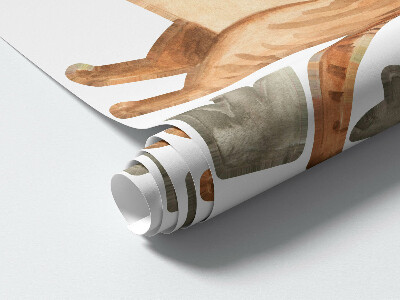 Autocollant mural 100x168 Animaux et plantes dans un style aquarelle pastel délicat