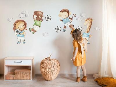 Autocollant mural 100x145 Animaux sportifs de style aquarelle avec un ballon