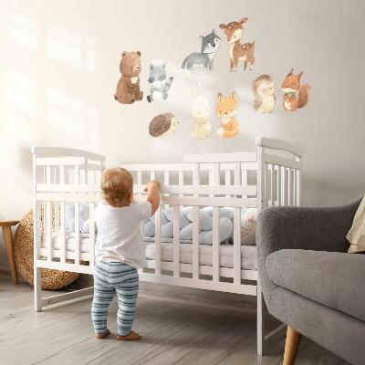 Autocollant mural 100x174 Créatures de la forêt au pastel dans un style aquarelle