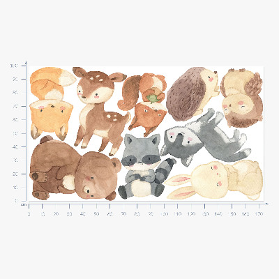 Autocollant mural 100x174 Créatures de la forêt au pastel dans un style aquarelle