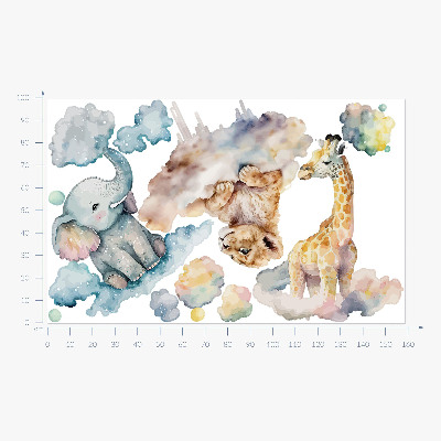 Autocollant mural 100x159 Safari avec des animaux sauvages peints dans les nuages