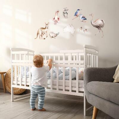 Autocollant mural 100x126 La faune australienne aux pastels délicats