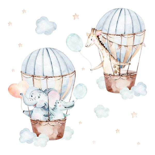 Autocollant mural 100x146 Ballons pastel avec pendentifs aquarelle