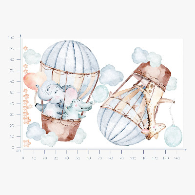 Autocollant mural 100x146 Ballons pastel avec pendentifs aquarelle