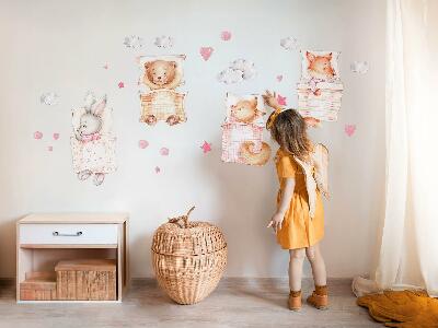 Autocollant mural 100x135 Animaux mignons dans un style aquarelle pastel