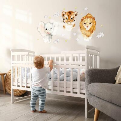 Autocollant mural 100x158 Animaux dans les nuages dans un style aquarelle