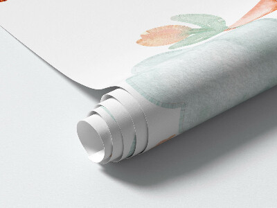 Autocollant mural 100x175 Créatures pastel avec des ballons dans les nuages aquarelle