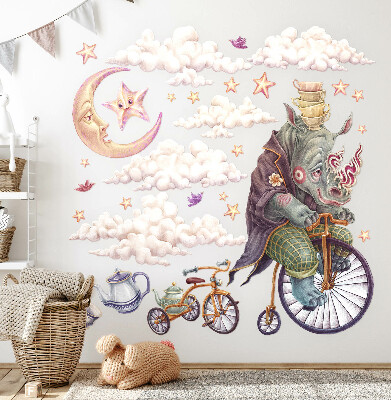 Autocollant mural 100x128 Le monde pastel des animaux sous forme de dessin animé