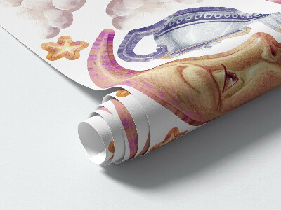 Autocollant mural 100x128 Le monde pastel des animaux sous forme de dessin animé