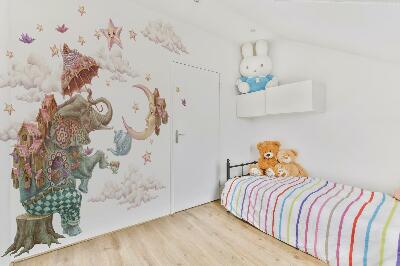 Autocollant mural 100x138 Un pays magique d'animaux dans un dessin au pastel