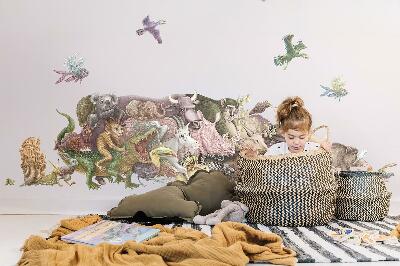 Autocollant mural 100x173 Animaux magiques aux graphismes pastel