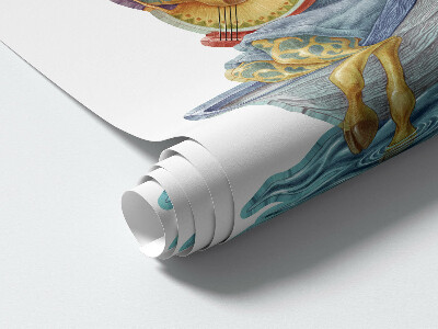 Autocollant mural 100x132 Dessins au pastel d'animaux magiques