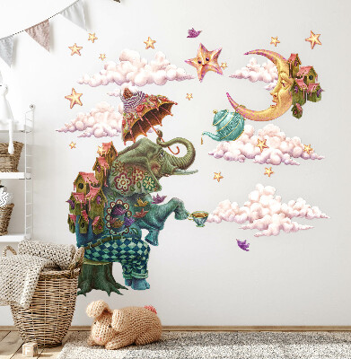Autocollant mural 130x172 Animaux dans un style cartoonesque et magique