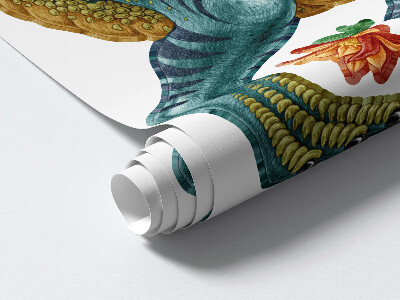 Autocollant mural 130x193 Dinosaure de dessin animé musical avec instruments