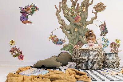 Autocollant mural 130x209 Les créatures magiques de la forêt et la cabane dans les arbres