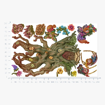Autocollant mural 130x209 Les créatures magiques de la forêt et la cabane dans les arbres